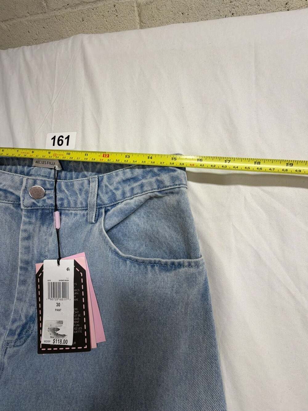 AVEC LES FILLES Sabine Wash Light Blue Studded Wide-Leg Denim Pants Size 30 - Picture 4 of 7